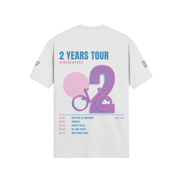 Riso-Tourplakat auf T-Shirt, Rückseite